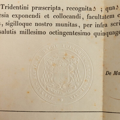 Reliquary - Relic Ex Cilicio St. Franciscus Of Assisi With Original Document en Brass / Glass / Wax Seal, Belgium  19 th century