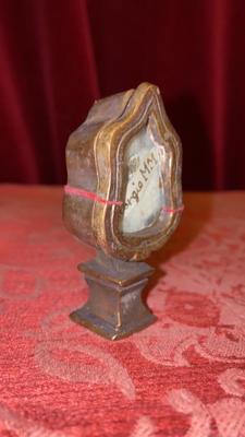 Reliquary - Relic Ex Osibus St. Giorgio / St. George Mm. en Bronze / Glass / Originally Sealed, Italy  18 th century