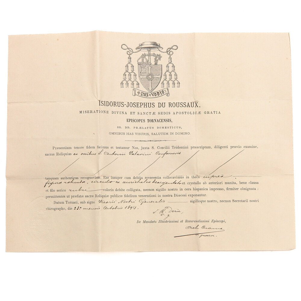 1  Reliquary - Relic Ex Ossibus Antonii Patavini ( Padua ) With Original Document