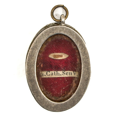 Reliquary - Relic Ex Ossibus Catharina Van Sienna With Original Document en Brass / Glass / Wax Seal, Belgium  19 th century
