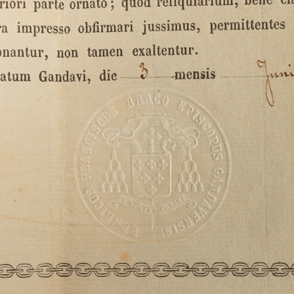 1  Reliquary - Relic Ex Ossibus S. Dymphna V.M. With Original Document