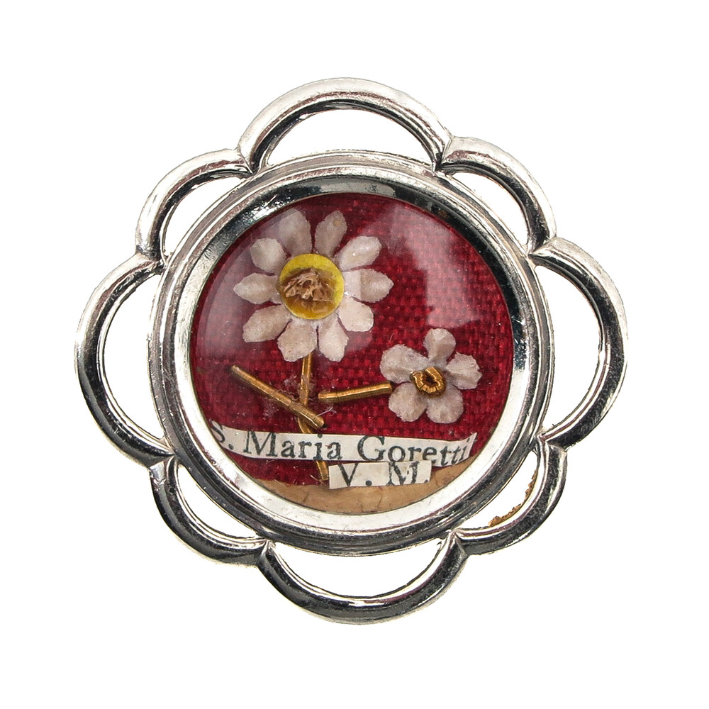 1  Reliquary - Relic Ex Ossibus Saint Maria Goretti, Virgin And Martyr (Patroness Of Youth, Chastity, And Victims Of Sexual Violence) With Original Document