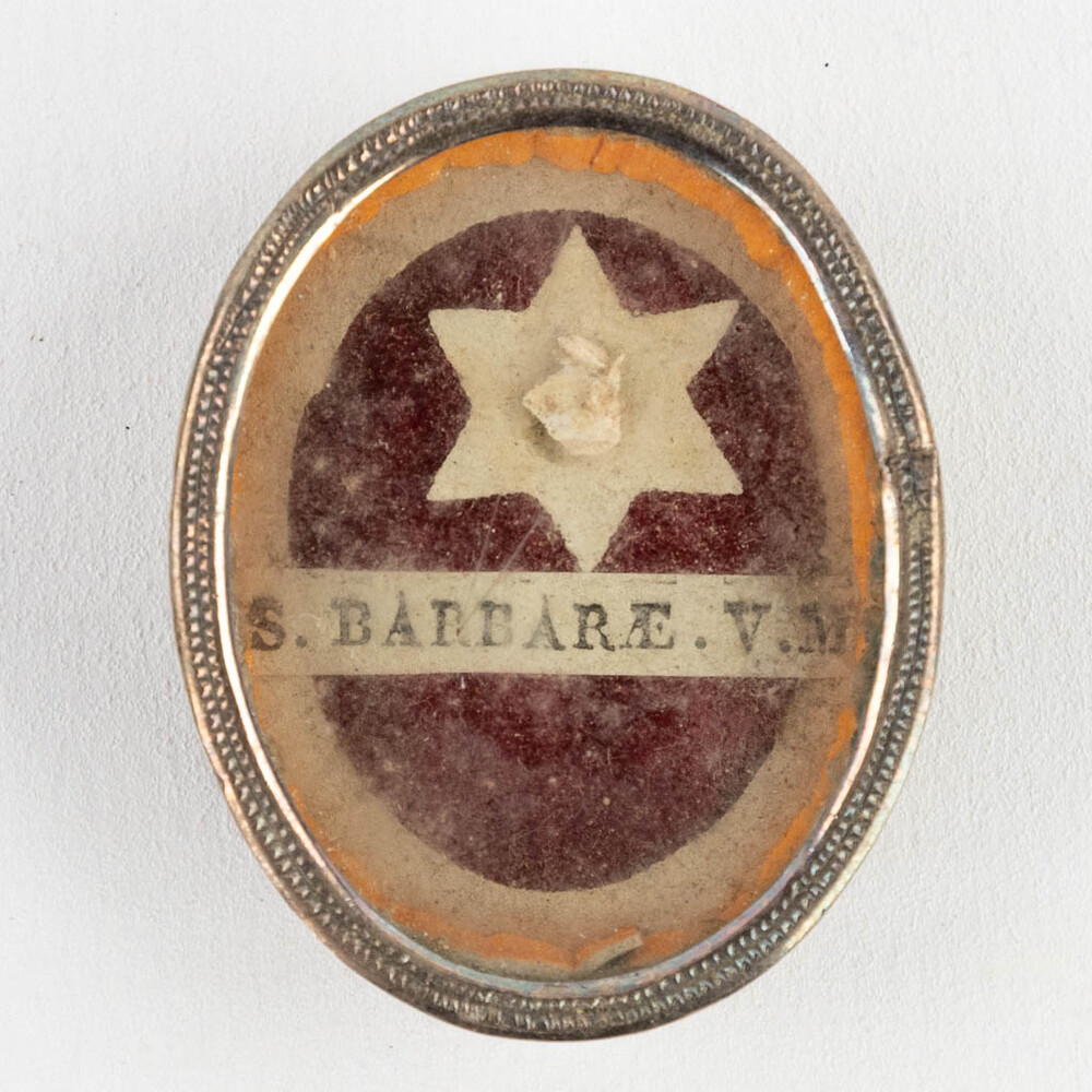 1  Reliquary - Relic Ex Ossibus Sancta Barbara Virg. Martyris. With Original Document