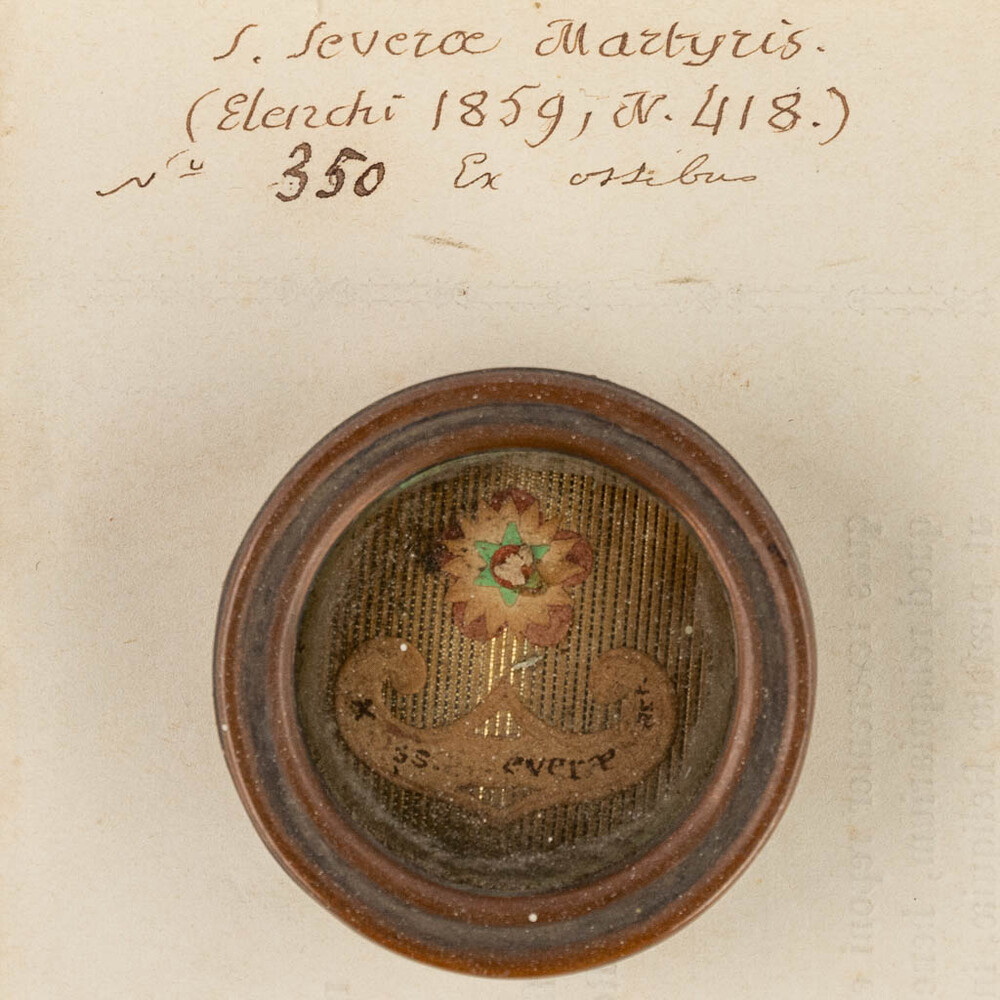 1  Reliquary - Relic Ex Ossibus Sanctae Severae Martyris With Original Document