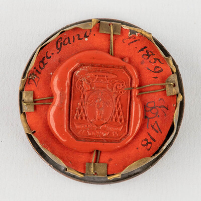 Reliquary - Relic Ex Ossibus Sanctae Severae Martyris With Original Document en Brass / Glass / Wax Seal, Belgium  19 th century