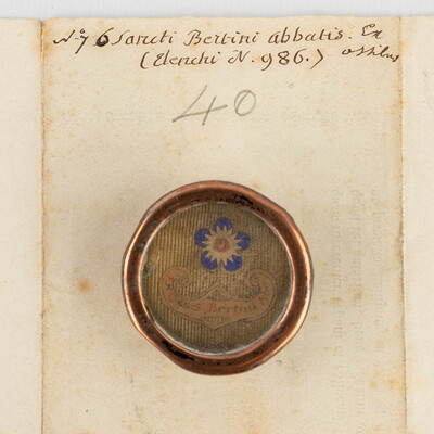 Reliquary - Relic Ex Ossibus Sancti Bertini Abbatis. With Original Document en Brass / Glass / Wax Seal, Belgium  19 th century ( Anno 1858 )