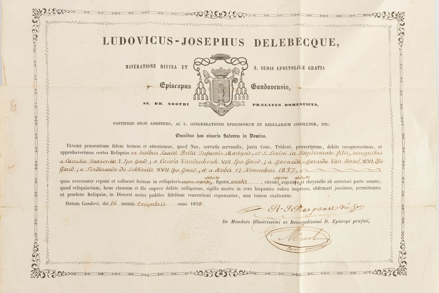 1  Reliquary - Relic Ex Ossibus Sancti Britii Infantis Martyris. With Original Document