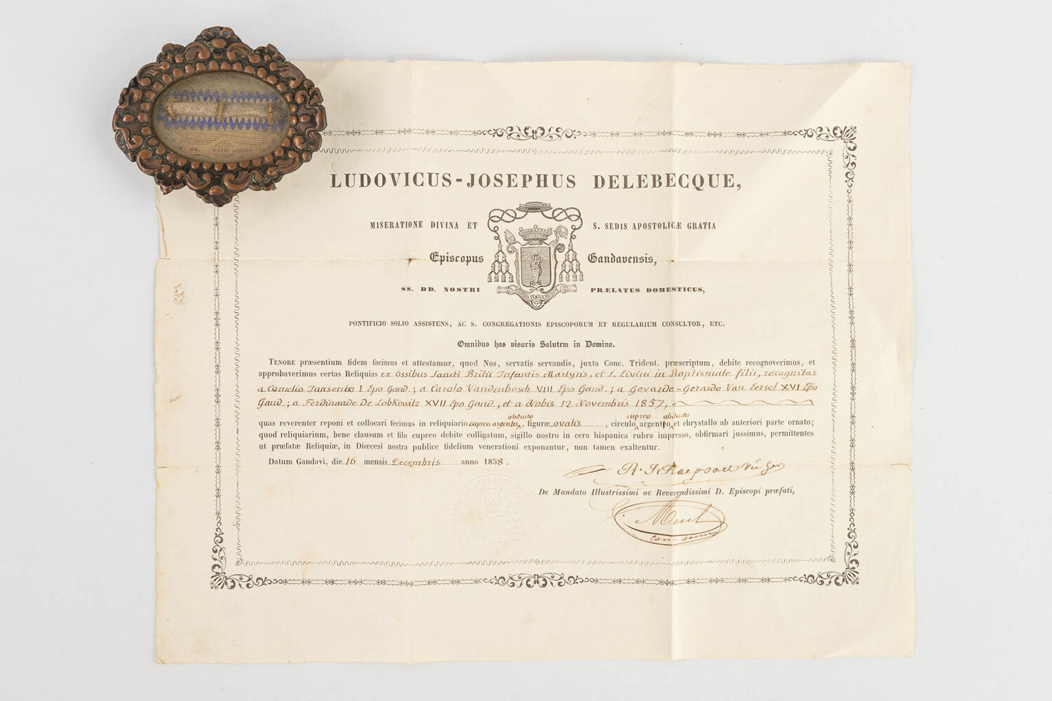 1  Reliquary - Relic Ex Ossibus Sancti Britii Infantis Martyris. With Original Document