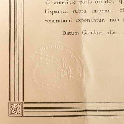 Reliquary - Relic  Ex Ossibus Sancti Cornelli. With Original Document en Brass / Glass / Wax Seal, Belgium  19 th century ( Anno 1858 )