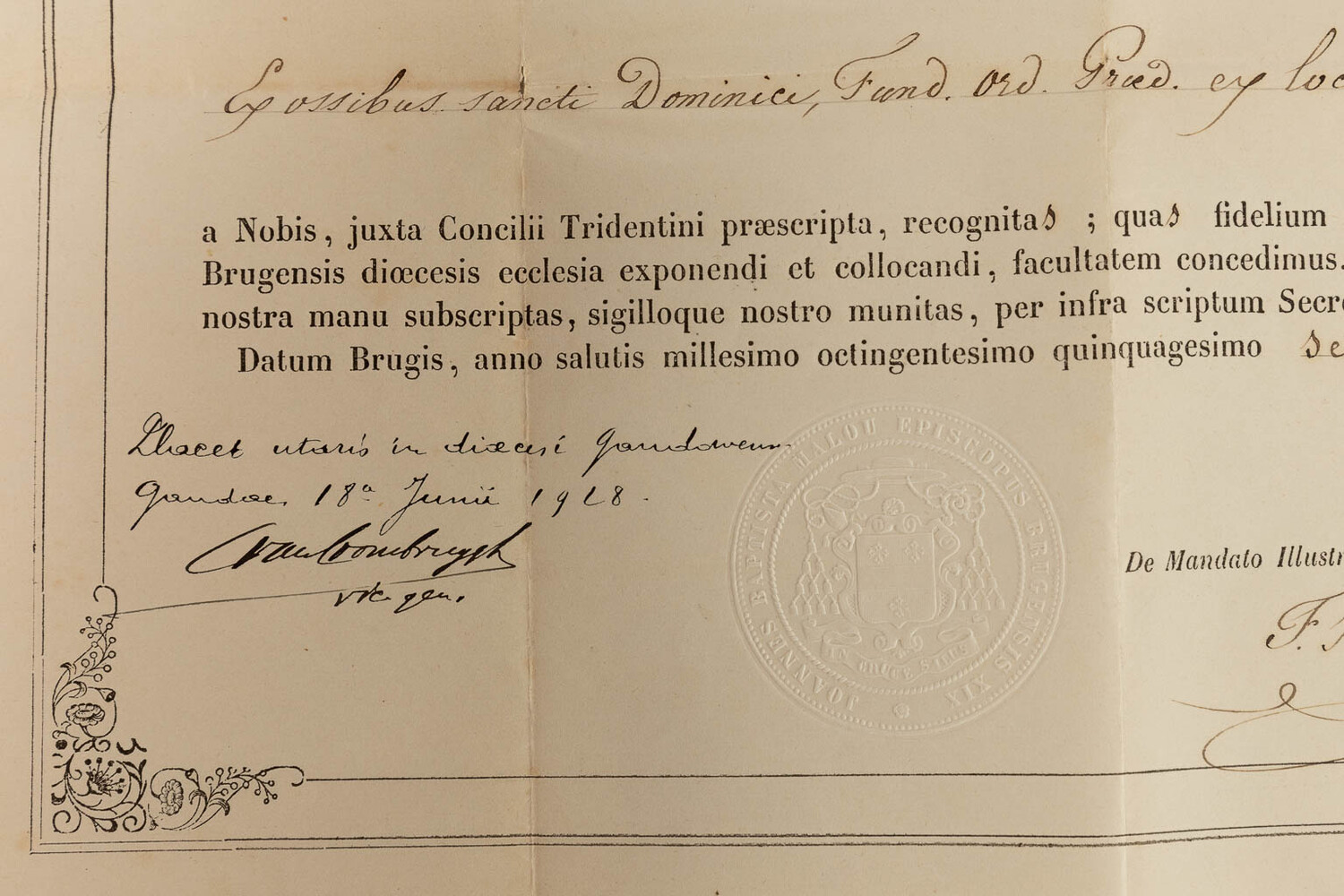 1  Reliquary - Relic Ex Ossibus Sancti Dominici, Fund. Ord. Prad.  With Original Document