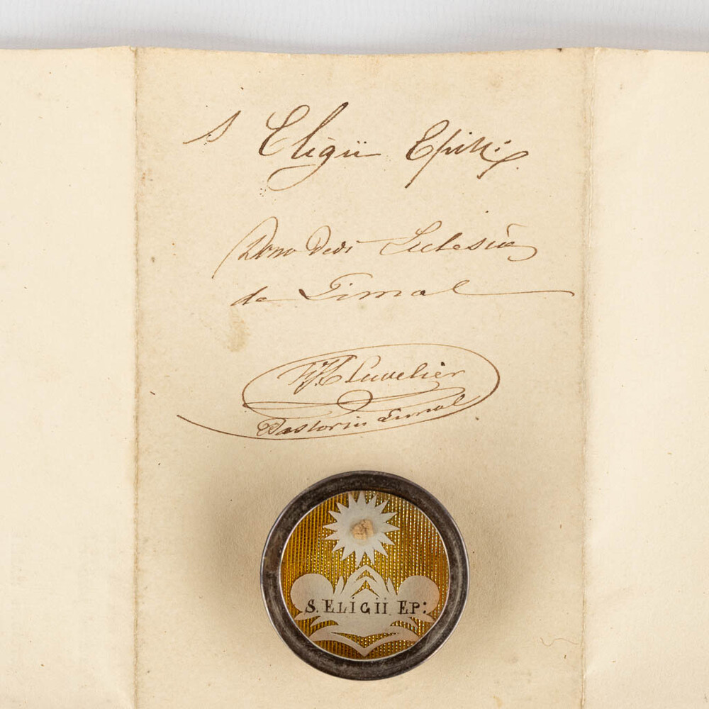 1  Reliquary - Relic Ex Ossibus Sancti Eligii Episcopus. With Original Document