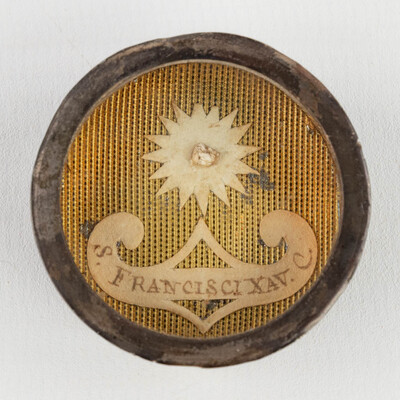 Reliquary - Relic Ex Ossibus Sancti Francisci Xaverii Confessoris  With Original Document en Brass / Glass / Wax Seal, Belgium  19 th century