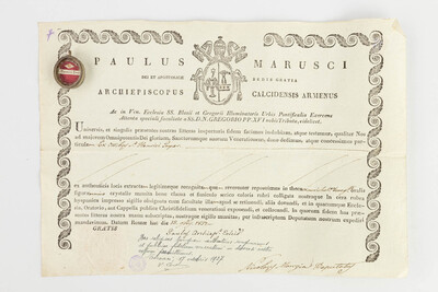 Reliquary - Relic Ex Ossibus Sancti Henrici Imper. With Original Document en Brass / Glass / Wax Seal, Belgium  19 th century ( Anno 1834 )