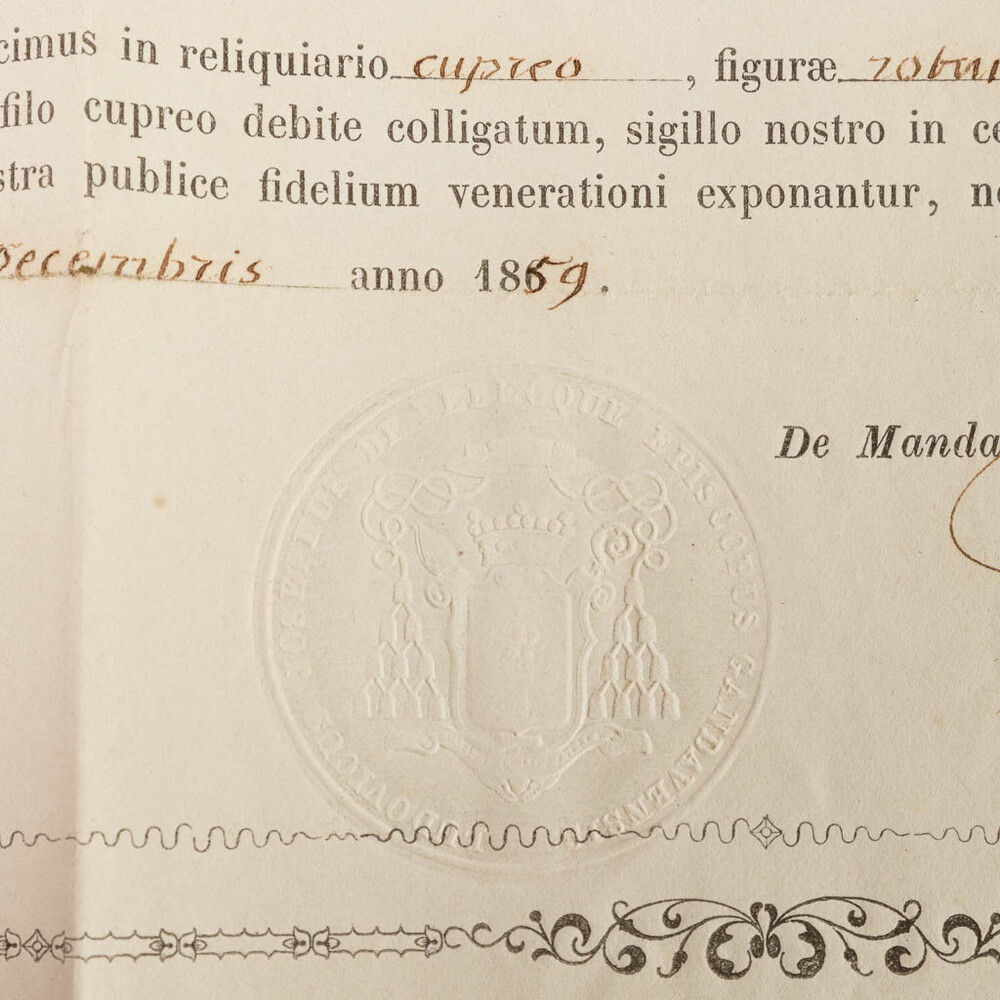 1  Reliquary - Relic Ex Ossibus Sancti Leonardi. With Original Document