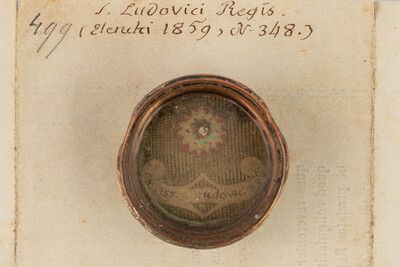 Reliquary - Relic Ex Ossibus Sancti Ludovici Regi With Original Document en Brass / Glass / Wax Seal, Belgium  19 th century