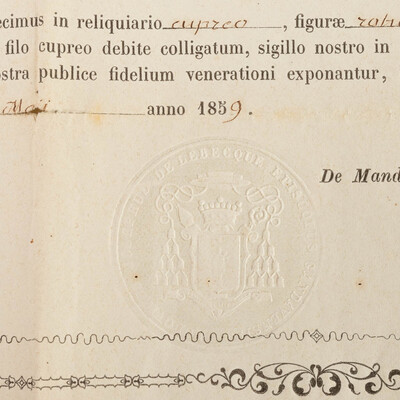 Reliquary - Relic Ex Ossibus Sancti Martini Episcopi Turonensis, Confessoris. With Original Document en Brass / Glass / Wax Seal, Belgium  19 th century ( Anno 1859 )