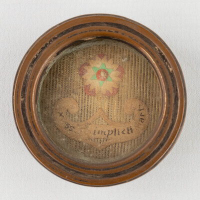 Reliquary - Relic Ex Ossibus Sancti Simplicii Martyris With Original Document en Brass / Glass / Wax Seal, Belgium  19 th century