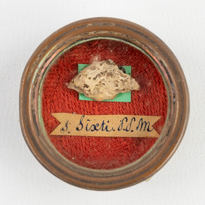 Reliquary - Relic Ex Ossibus Sancti Sixti S.S. M. With Original Document en Brass / Glass / Wax Seal, Belgium  19 th century ( Anno 1858 )