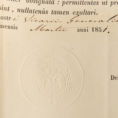 Reliquary - Relic Ex Ossibus Sancti Urbani Martyris. With Original Document en Brass / Glass / Wax Seal, Belgium  19 th century ( Anno 1851 )