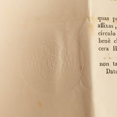 Reliquary - Relic Ex Ossibus Sancti Victorii Martyris. With Original Document en Brass / Glass / Wax Seal, Belgium  19 th century ( Anno 1847 )