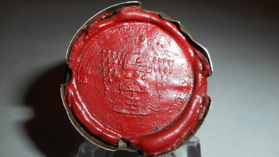 Reliquary - Relic Ex Ossibus St. Agnes With Original Document en Brass / Glass / Wax Seal, Belgium 19 th century