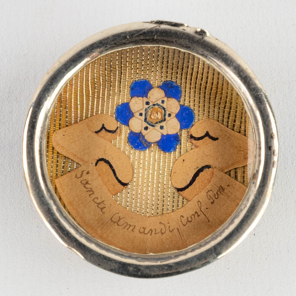 1  Reliquary - Relic Ex Ossibus St. Amandus With Original Document