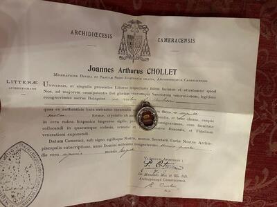 1  Reliquary - Relic Ex Ossibus St. Ambrosius With Original Document