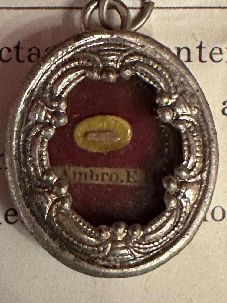 1  Reliquary - Relic Ex Ossibus St. Ambrosius With Original Document