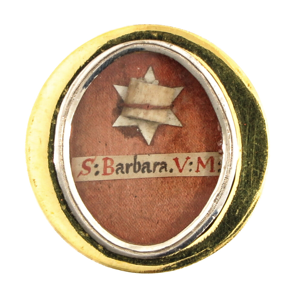 1  Reliquary - Relic Ex Ossibus St. Barbara With Original Document