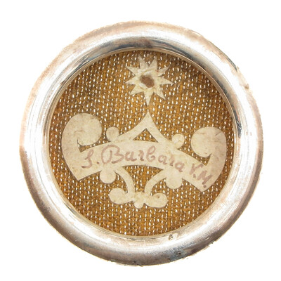 Reliquary - Relic Ex Ossibus St. Barbara With Original Document en Brass / Glass / Wax Seal, Belgium  19th Century