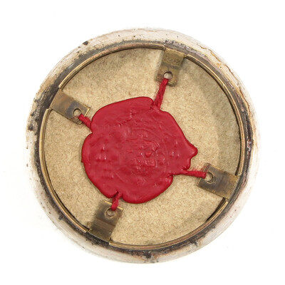 Reliquary - Relic Ex Ossibus St. Barbara With Original Document en Brass / Glass / Wax Seal, Belgium  19th Century