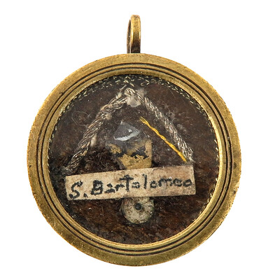 Reliquary - Relic Ex Ossibus St. Bartholomeus With Original Document en Brass / Glass / Wax Seal, Belgium  19 th century