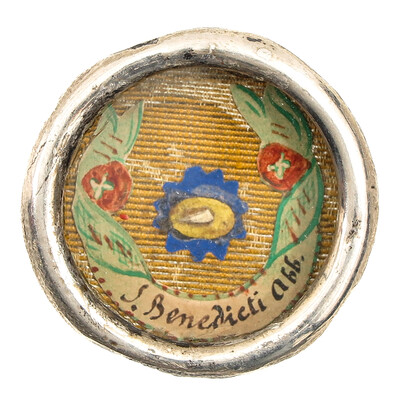 1  Reliquary - Relic Ex Ossibus St. Benedict With Original Document