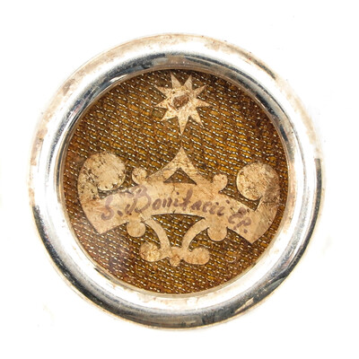 Reliquary - Relic Ex Ossibus St. Bonifacius With Original Document en Brass / Glass / Wax Seal, Belgium  19 th century