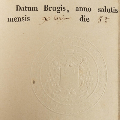 Reliquary - Relic Ex Ossibus St. Carolus Borromeus With Original Document en Brass / Glass / Wax Seal, Belgium  19 th century