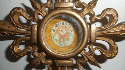 Reliquary - Relic Ex Ossibus St. Deodatus Of Nevers ( Didier ) With Original Document Belgium  19 th century