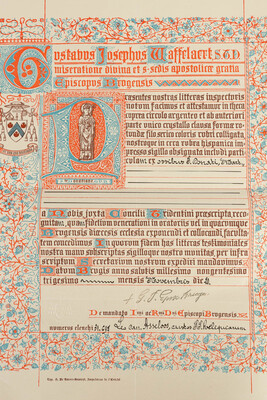 Reliquary - Relic Ex Ossibus St. Donatus Witth Original Document en Brass / Glass / Wax Seal, Belgium  19 th century v