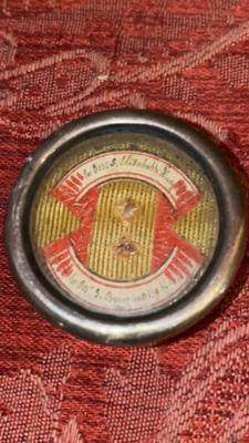 Reliquary - Relic Ex Ossibus St. Elisabeth Of Hungary. St. Bernardus Abbot. en Brass / Glass / Wax Seal, Belgium 19 th century ( Anno 1825 )