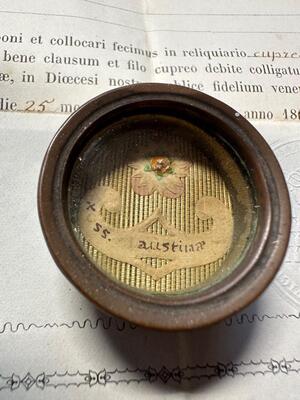 1  Reliquary - Relic Ex Ossibus St. Faustina With Original Document
