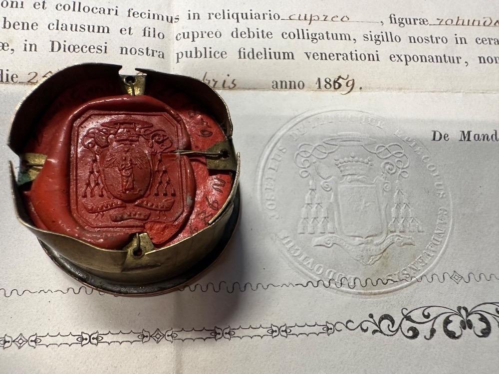 1  Reliquary - Relic Ex Ossibus St. Faustina With Original Document