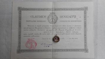 Reliquary - Relic Ex Ossibus St. Gerardus With Original Document  19 th century