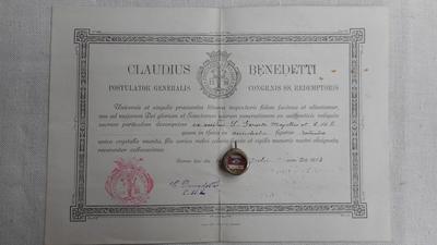 Reliquary - Relic Ex Ossibus St. Gerardus With Original Document  19 th century