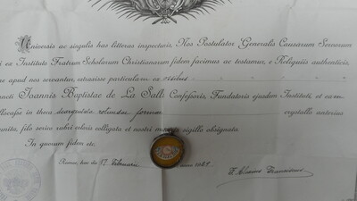 Reliquary - Relic Ex Ossibus St. Jean Baptiste De La Salle With Original Document Belgium  19 th century