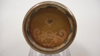 Reliquary - Relic Ex Ossibus St. Joannis Berchmans With Original Document  en Brass / Glass / Wax Seal, Belgium 19 th century