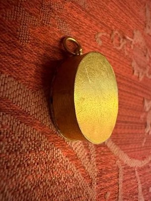 Reliquary - Relic  Ex Ossibus St. Laurentius.. en Brass / Glass / Wax Seal, Belgium  19 th century