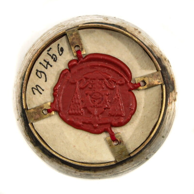 Reliquary - Relic Ex Ossibus St. Lidwina With Original Document en Brass / Glass / Wax Seal, Belgium  19 th century