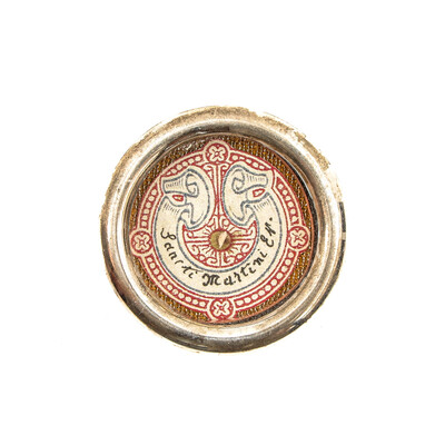 Reliquary - Relic Ex Ossibus St. Martinus With Original Document en Brass / Glass / Originally Sealed, Belgium 19th century