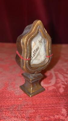 Reliquary - Relic Ex Ossibus St. Mattheus Ap. en Brass / Glass / Originally Sealed, Italy 18 th century