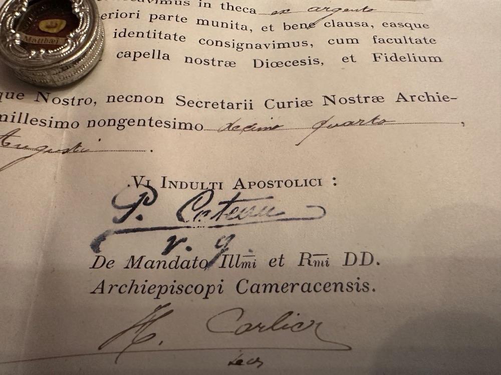 1  Reliquary - Relic Ex Ossibus St. Mattheus Apostle With Original Document