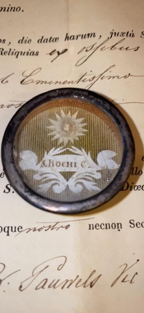 1  Reliquary - Relic Ex Ossibus St. Rochus With Original Document
